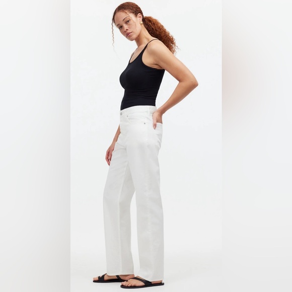 Madewell Pants - MADEWELL LowSlung Straight Pants  White High Rise Size 30 Office Academia Preppy